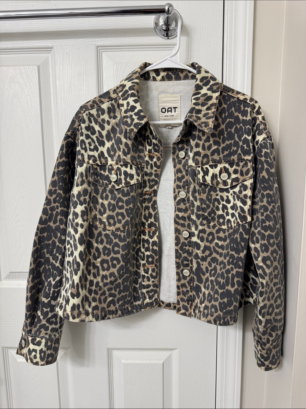 OAT New York Leopard Print Jean Jacket - Brown & Black